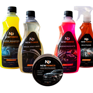 Super Linha Completa New Power - Para Lavagem e detalhamento de seu veiculo Limpa e Protege-5 itens em Oferta na Shopee