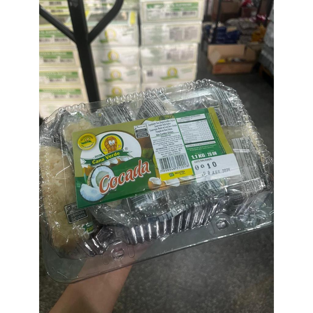 Cocada Caseira Cana Verde 1,1kg – Sabor Coco Queimado e Branca | Doces Cana Verde