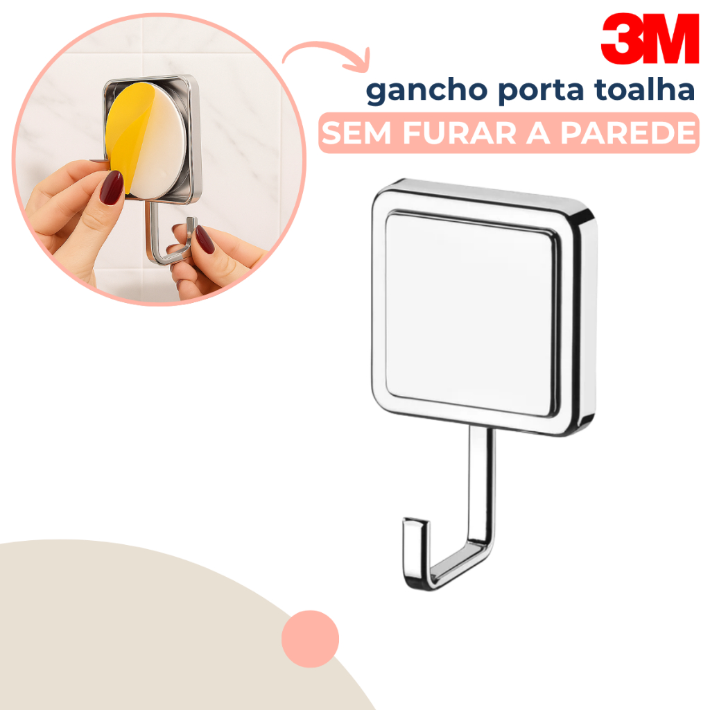Gancho Parede Adesivo 3M Cabide Banheiro Cozinha Porta Toalha Multifuncional Cromado em Oferta na Shopee