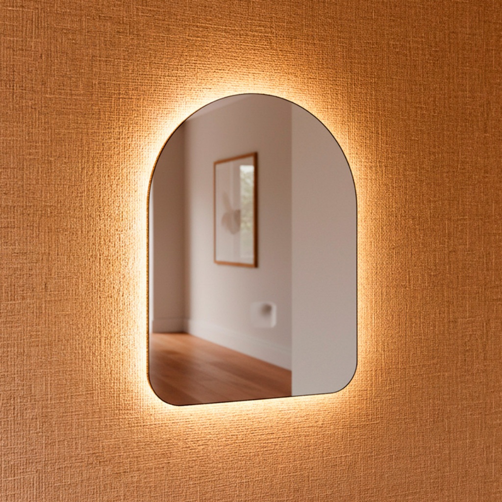Espelho Orgânico com Led Capela 44x64 Decorativo para Parede Sala Quarto Banheiro Escritório