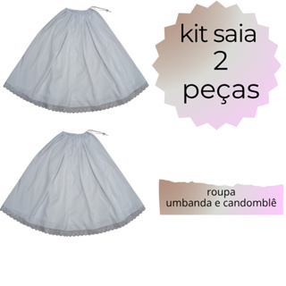 KIT SAIA FEMININO ROUPA DE SANTO CANDOMBLÉ E UMBANDA, SAIA DE RAÇÃO KIT COM 2 SAIAS TECIDO MICROFIBRA. em Oferta na Shopee