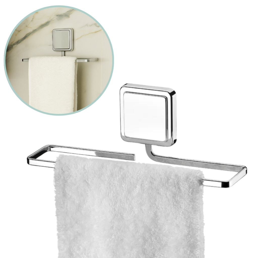 Suporte Porta Toalha Banheiro Adesivo 3M Toalheiro Rosto Lavabo Cozinha Cromado em Oferta na Shopee