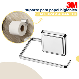 Suporte Porta Papel Higiênico Adesivo 3M Papeleira Banheiro Lavabo Cromado Acessórios Banheiro em Oferta na Shopee
