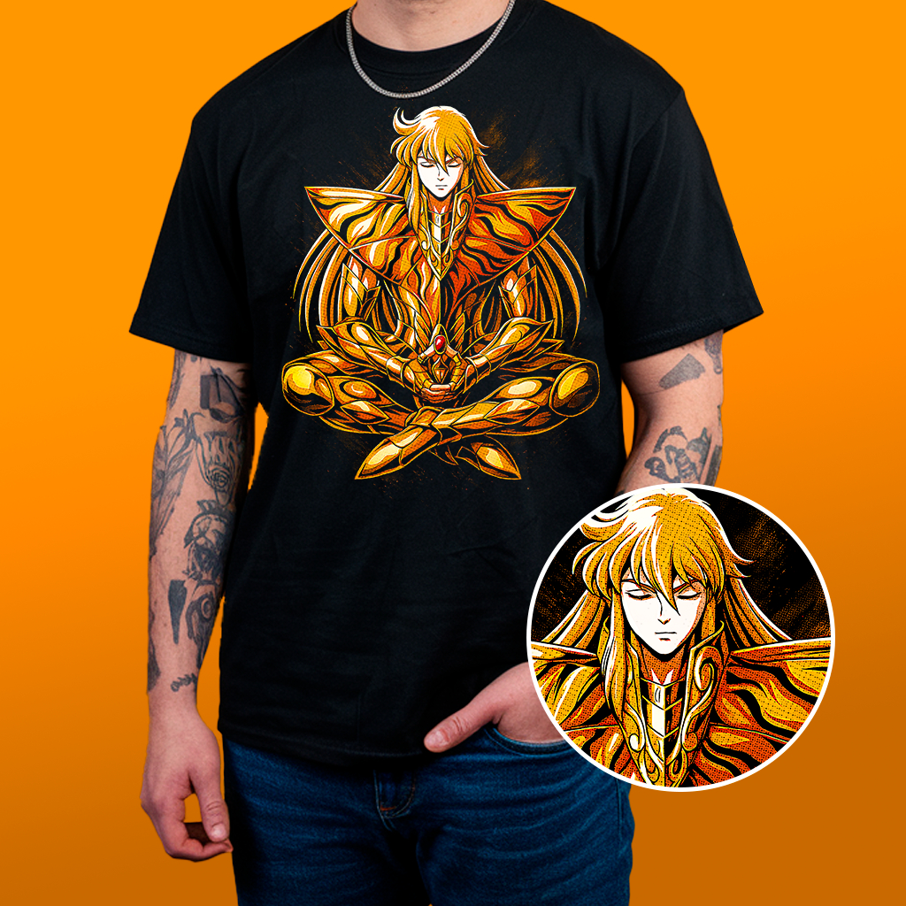 Camiseta CAVALEIROS DO ZODÍACO - Estampa Reticulada Algodão 30.1