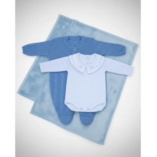 Kit macacão Trançado Azul Claro e Body Gola Bordada DU em Oferta na Shopee