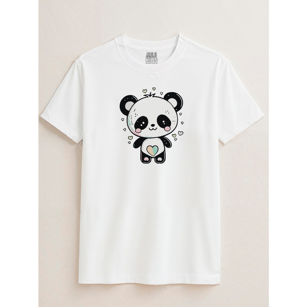 Camiseta Panda Love Juvenil e Infantil 2 ao 16 anos 100% Algodão Unissex Verão