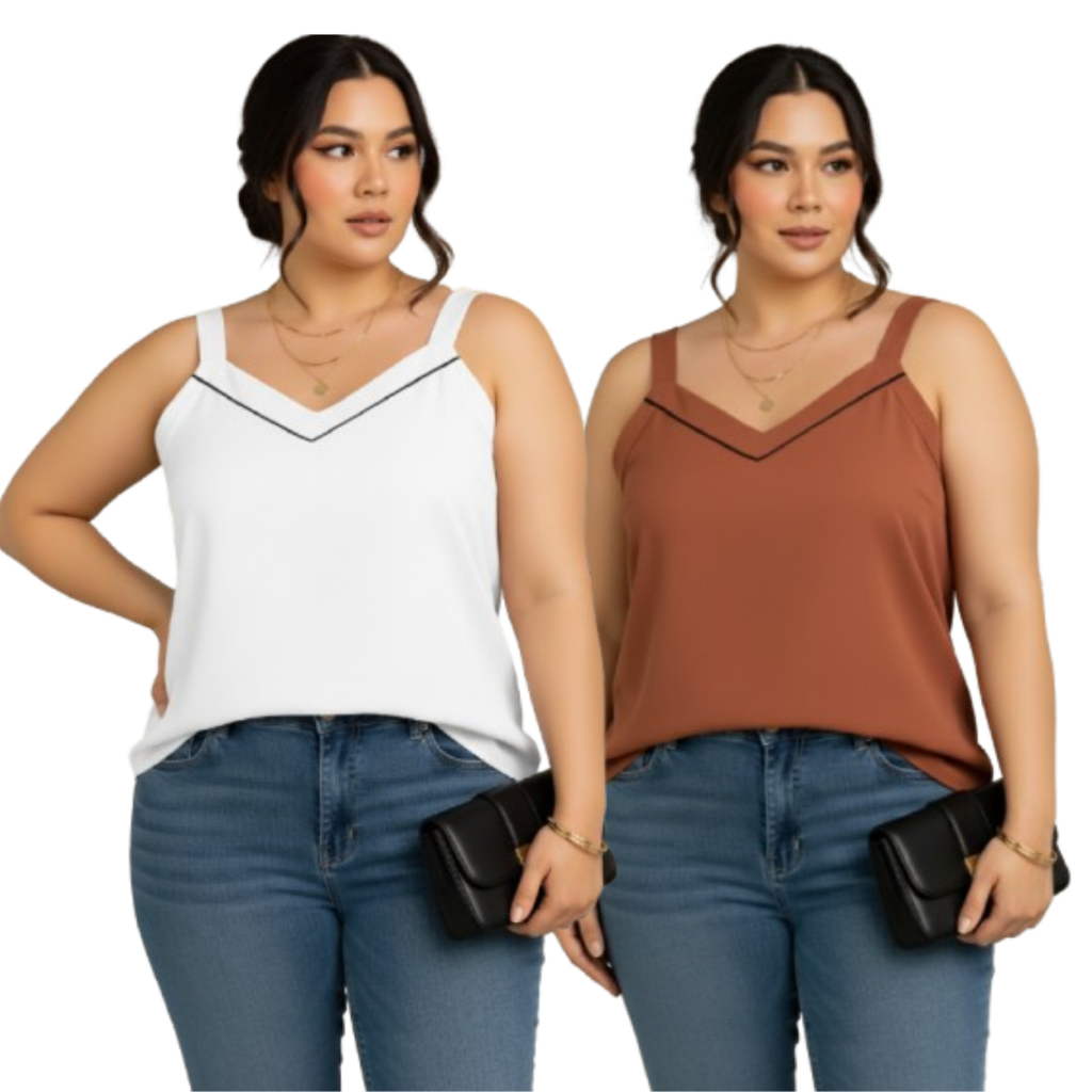 Kit com 2 Blusas Regata Crepinho Plus Size Feminina – Moda Casual Chic Conforto e Estilo em Oferta na Shopee