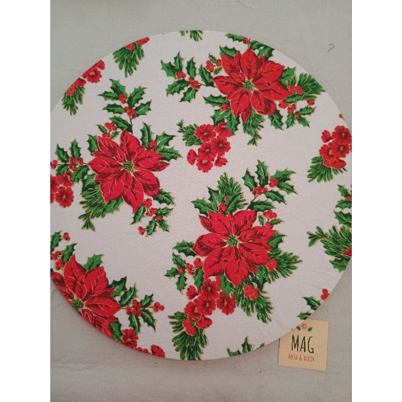 KIT CAPA DE SOUSPLAT C/4 NATAL FLOR BICO DE PAPAGAIO NATALINA VERMELHA MESA POSTA