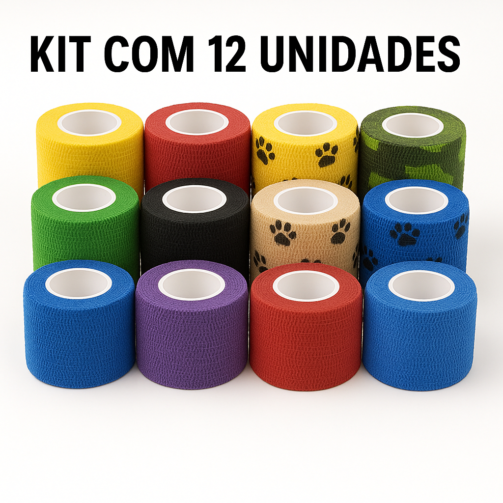 Kit 12 Bandagem adesiva Curativo Podologia para pets tattoo tape Grip Tattoo Atadura