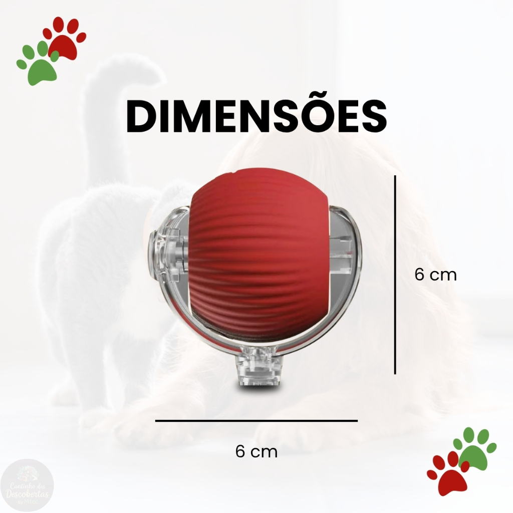Bola Brinquedo Bolinha Pet Para Gato Cachorro Auto Magico Elétrico Pets Usb Recarregável