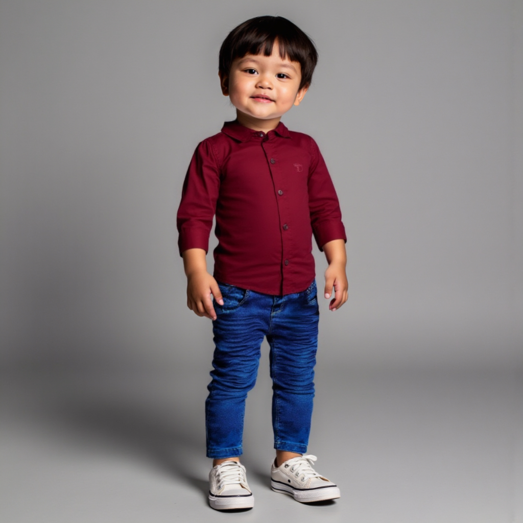 Conjunto Jeans Casual Premium Menino | Camisa ML Algodão e Calça Skinny c/ Lycra Tam 1 ao 16