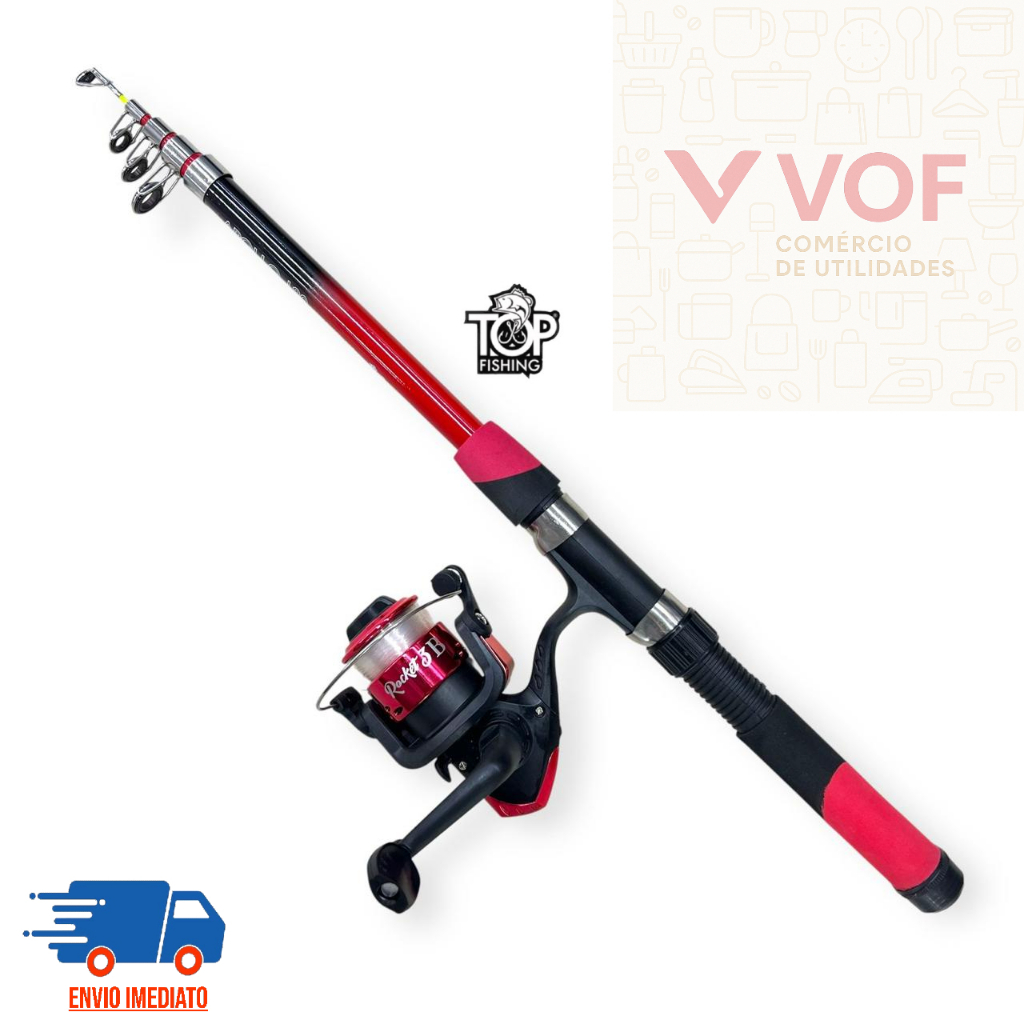 Kit De Pesca 1 Vara Telescópica Apollo 1,80 cm + 1 Molinete Rocket Com Linha