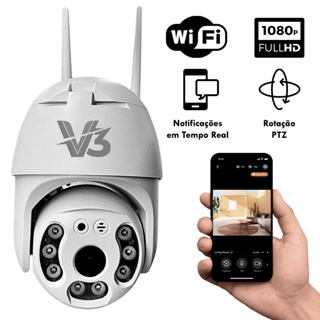 Câmera Inteligente Wi-Fi Full HD 1080p App V3 Áudio Bidirecional LEDs Infravermelhos e Detecção em Oferta na Shopee