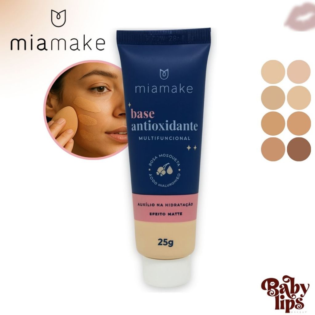 Base Mia Make com Ação Antioxidante Acabamento Suave e Saudável em Oferta na Shopee