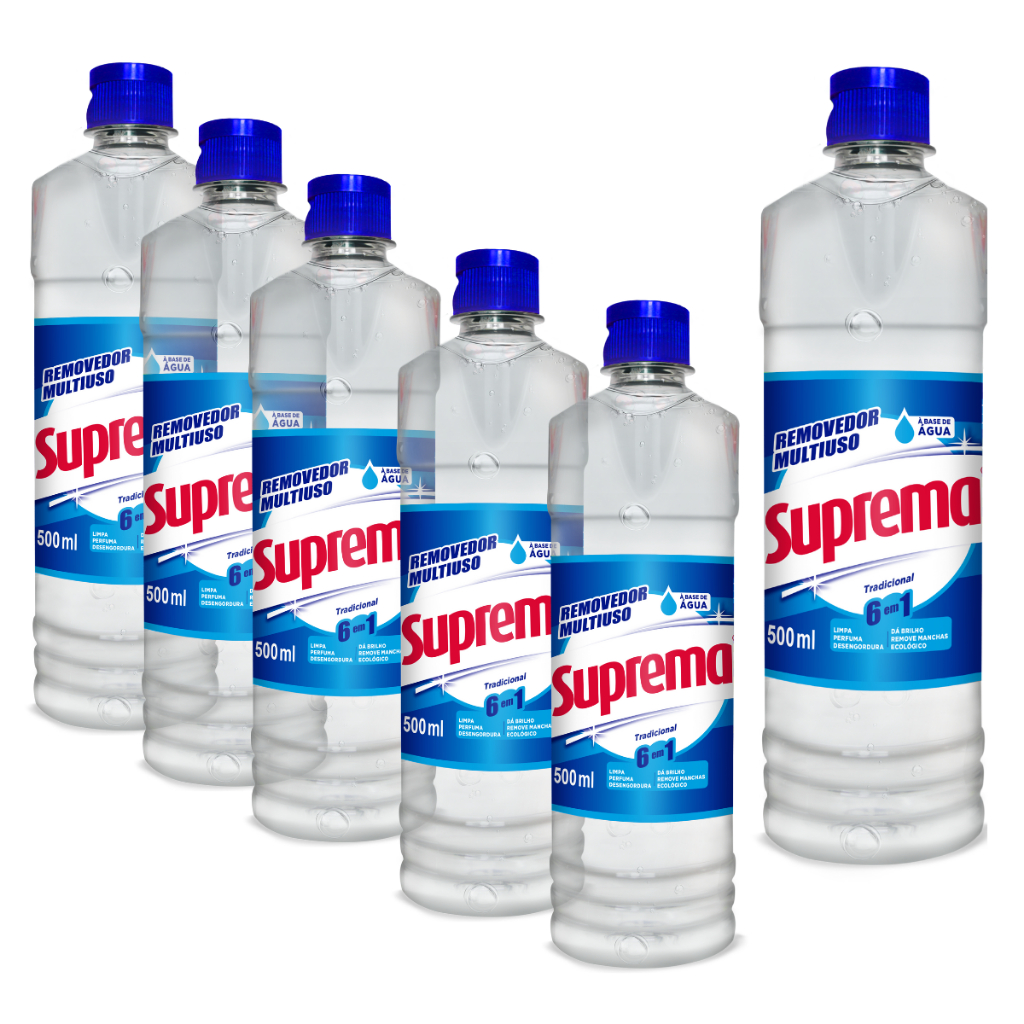 Removedor Suprema Multiuso Garrafa 500ml Leve 6 Unidade Fragrância Tradicional Florata Verbena Misto