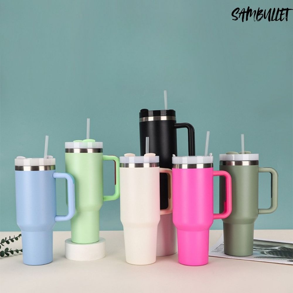 Copo Garrafa Térmico Inox com Alça e canudo Tampa Fosca 1200ml -  Mantém Bebidas Frias ou Quentes / SZJ-93