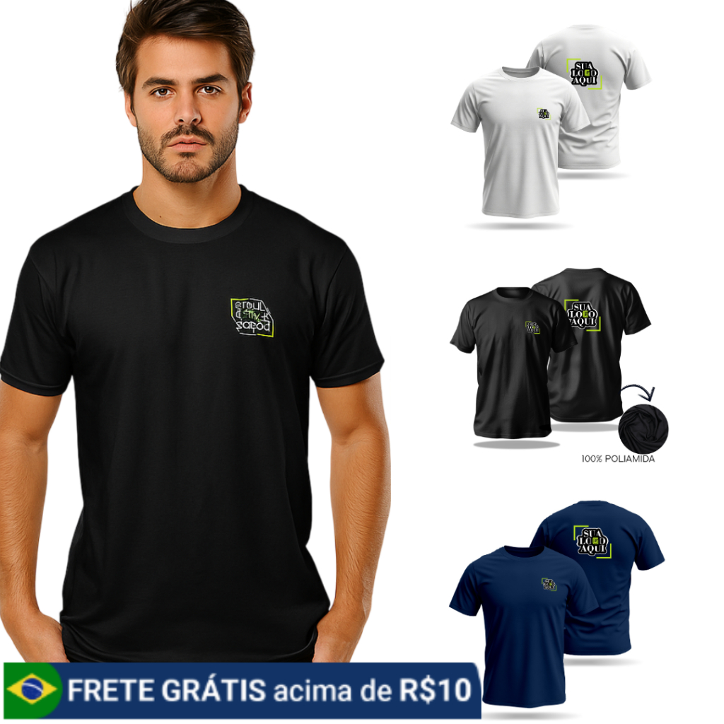Blusa Personalizada Masculina Algodão 100%  Sua Estampa Estilo Casual ou Uniforme Leve e Confortável