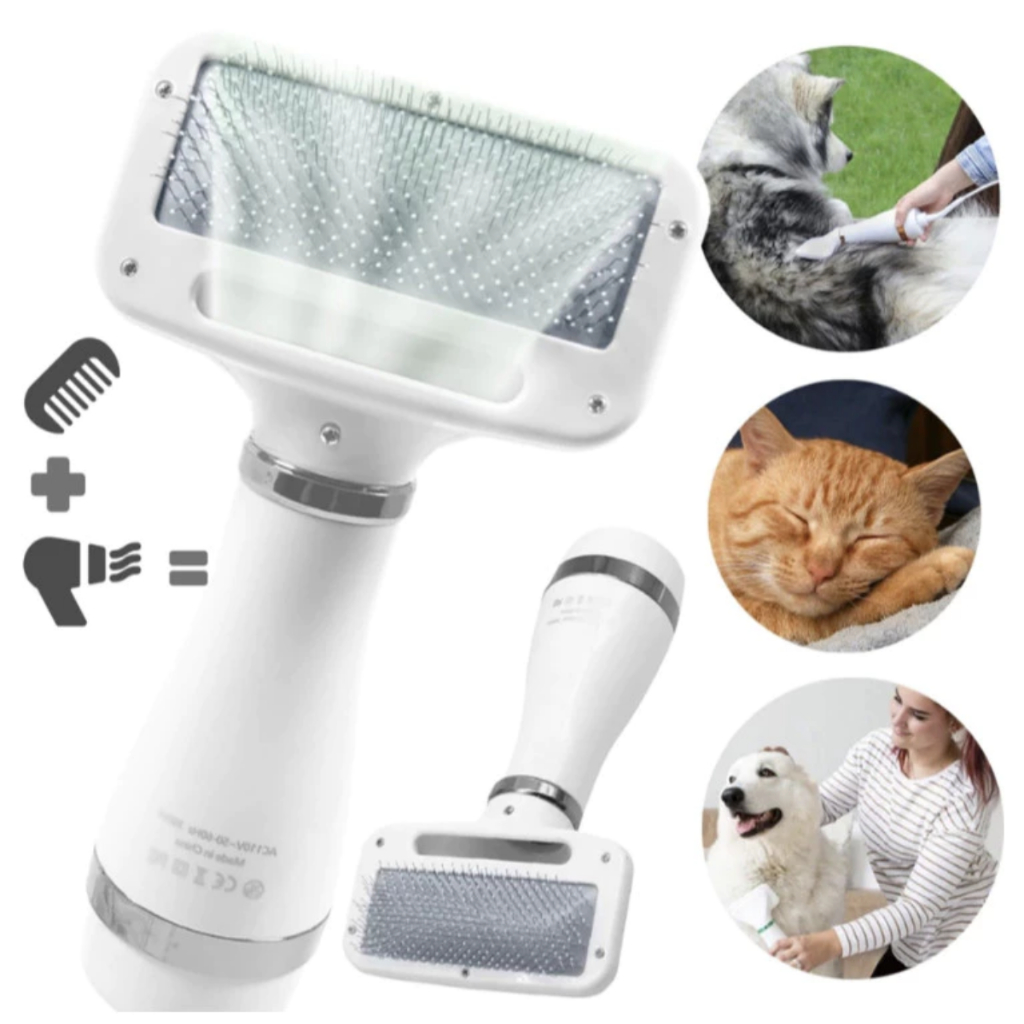 Secador De Pelo Escova Pente Pet Tosa Profissional Portátil 2 IN 1 Remove Pelos Cachorro Gato 110V