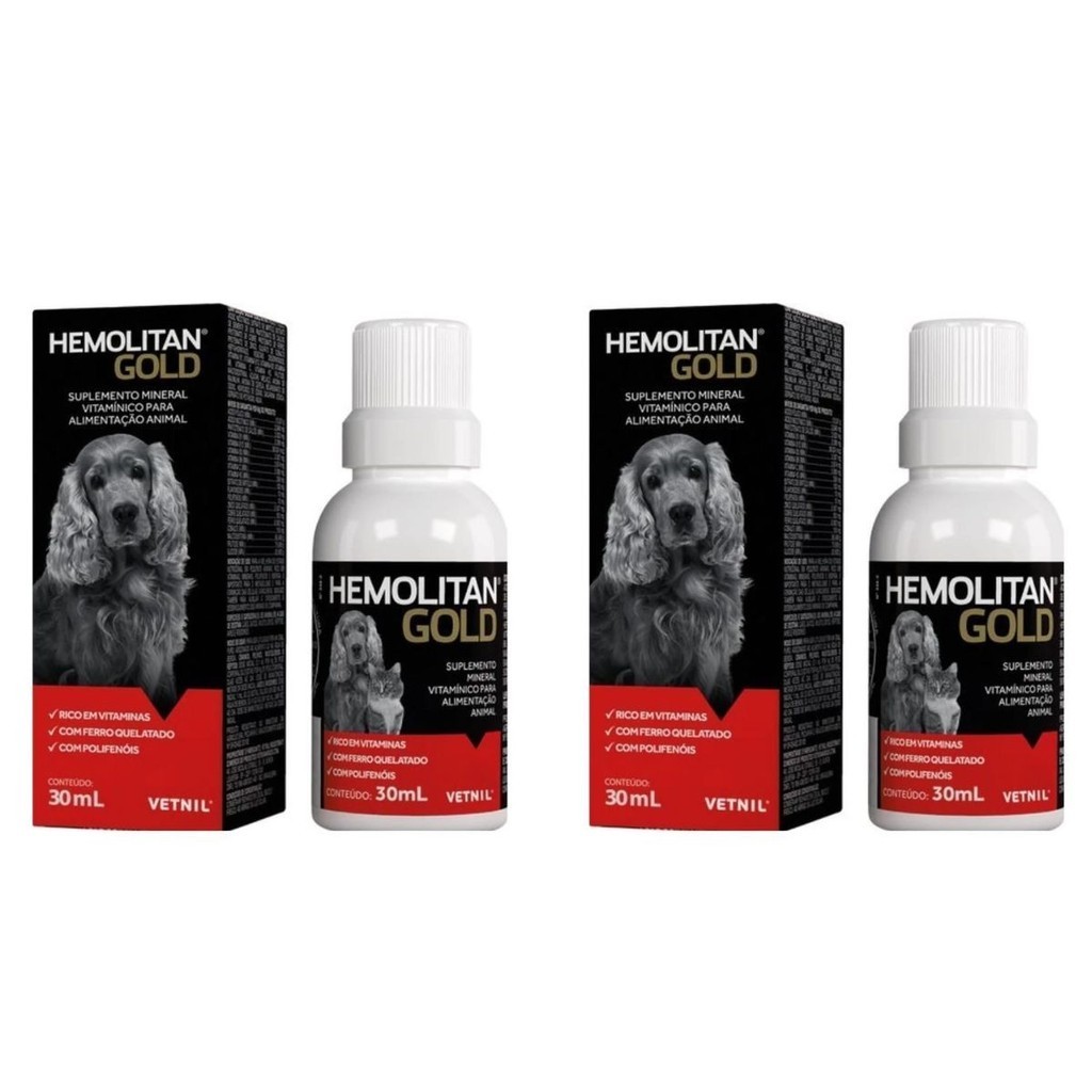 Hemolitan Gold 60 ML Suplemento Vitamínico Para Cães E Gatos VETNIL