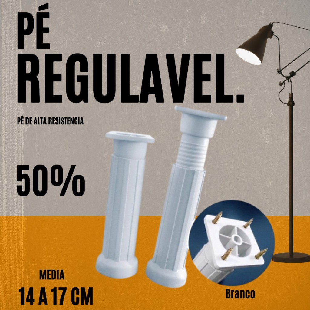 Pé Para Armário Gabinete Pia Regulavel 14 a 17 cm pé para móveis ilha de granito kit com 6