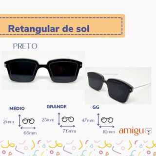 ÓCULOS DE SOL RETANGULAR PRETO PARA AMIGURUMIS - leia o anúncio em Oferta na Shopee