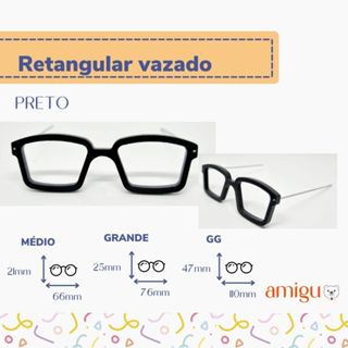 ÓCULOS RETANGULAR VAZADO PRETO PARA AMIGURUMIS - leia o anúncio em Oferta na Shopee