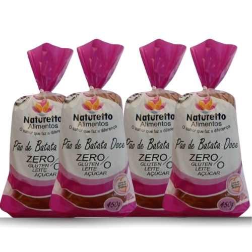KIT COM 4 PÃES DE BATATA DOCE ZERO GLÚTEN / ZERO LEITE / ZERO LACTOSE / ZERO AÇUCAR