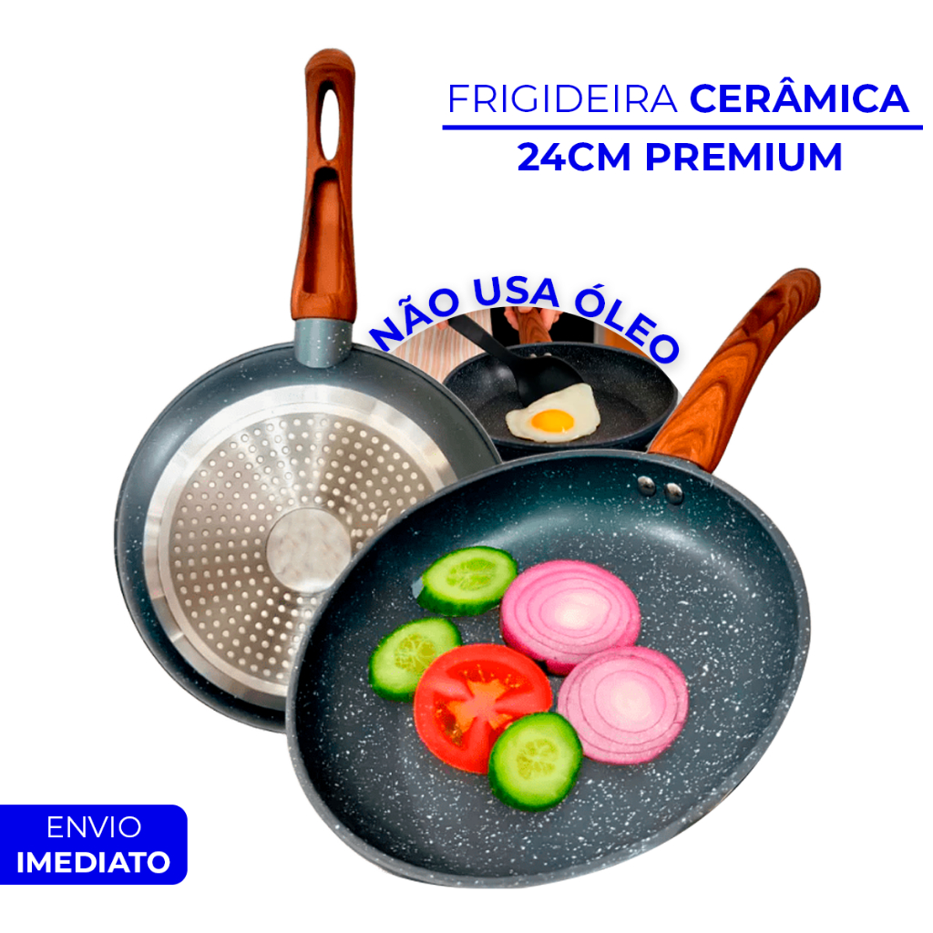 Frigideira Antiaderente Cerâmica Espessura 4mm Não Gruda Indução Ovos Frita Sem Óleo