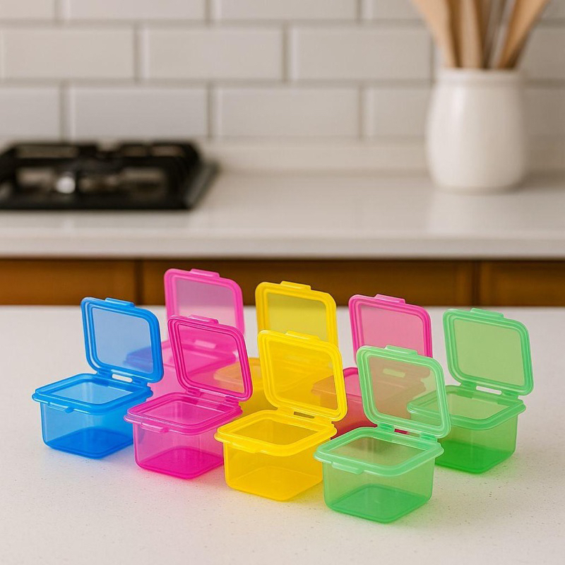 Kit com 8 Mini Potes de 50ml Organizador de Pequenas Porções de Cremes Temperos Papinhas Castanhas Com Otima Vedação