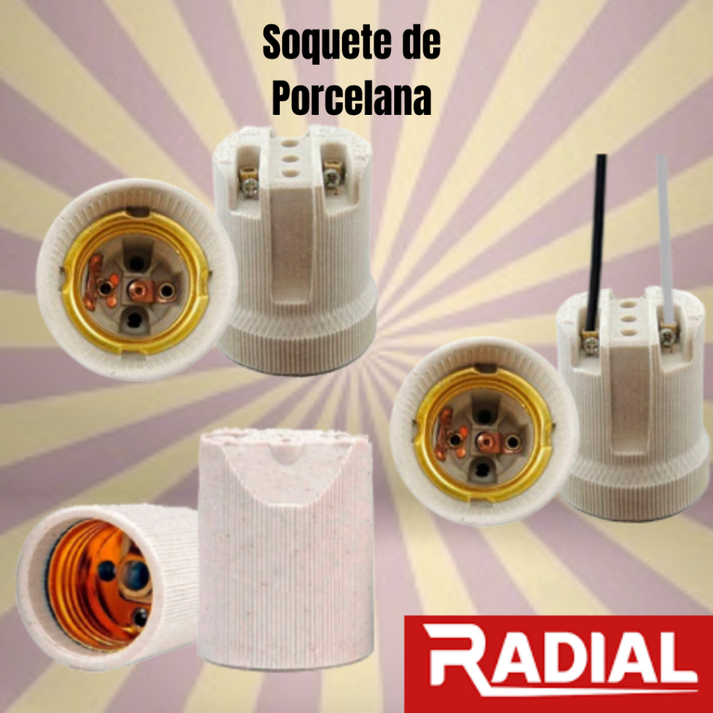 Kit 3 ,6un Bocal De Lampada Porcelana Soquete Receptáculo Com Rabicho E27 em Oferta na Shopee