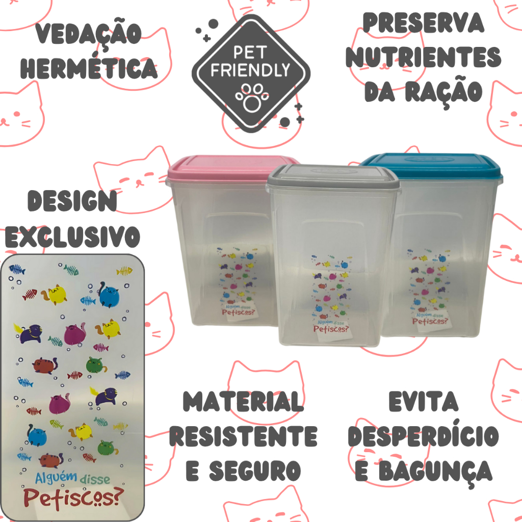 Porta Ração Gato 1,75 Litros - Vedação Super Reforçada Contra Umidade e Insetos
        