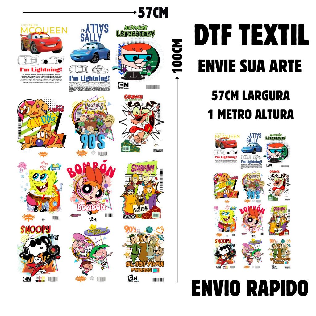 DTF Textil Impressão Para Estampa Camisetas e Tecidos Envie Sua Arte 57 Cm Largura 1 Metro