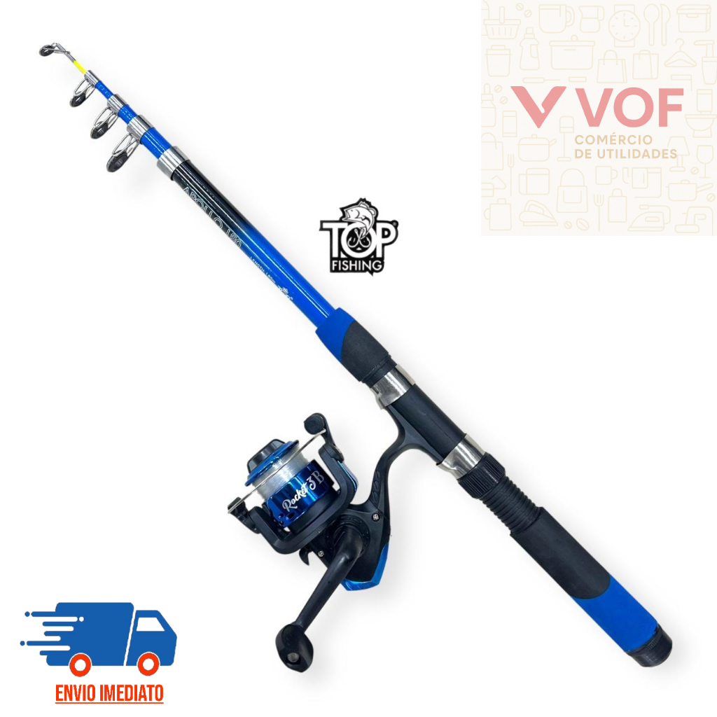 Kit De Pesca 1 Vara Telescópica Apollo 1,80 cm + 1 Molinete Rocket Acompanhado com Linha