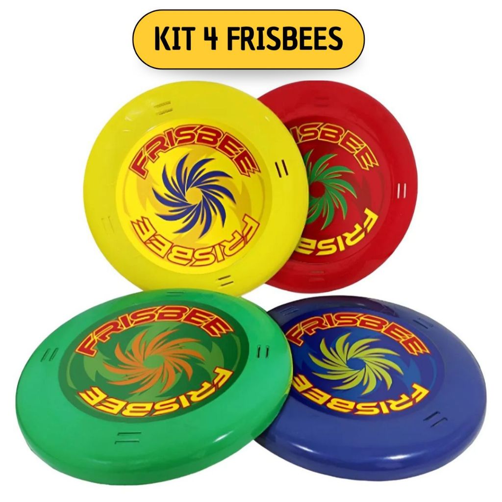 Kit 1/2/4 Frisbees Brinquedo Bumerangue Infantil Disco Praia Campo Pet Kit em Oferta na Shopee