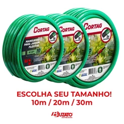 Mangueira de Jardim Cortag Verde 1/2 Polegada Flexível com Engates e Esguicho 10m 20m ou 30m