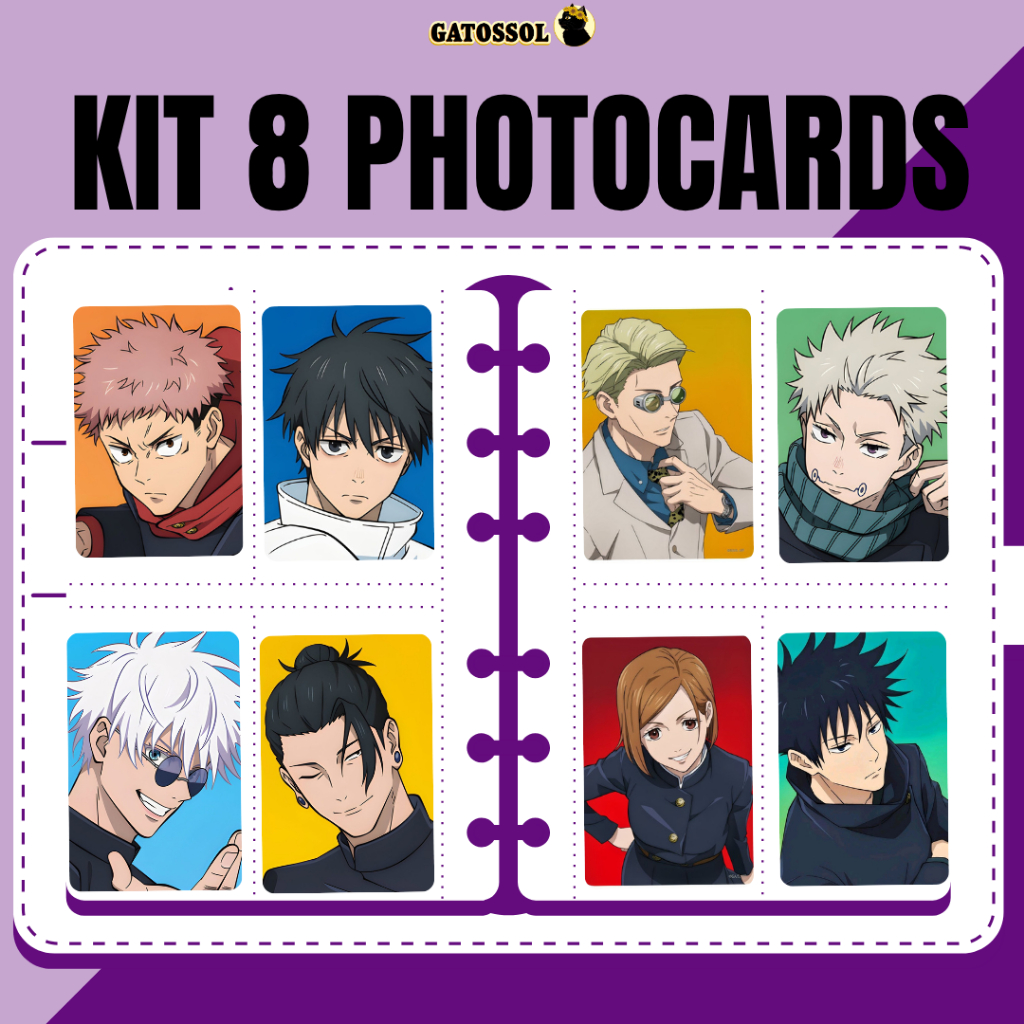 Jujutsu Kaisen -  KIT com 8 PC mini fotos Plastificados - Fanmade - PHOTO - Cards - ANIME - GEEK - OTAKU - NERD