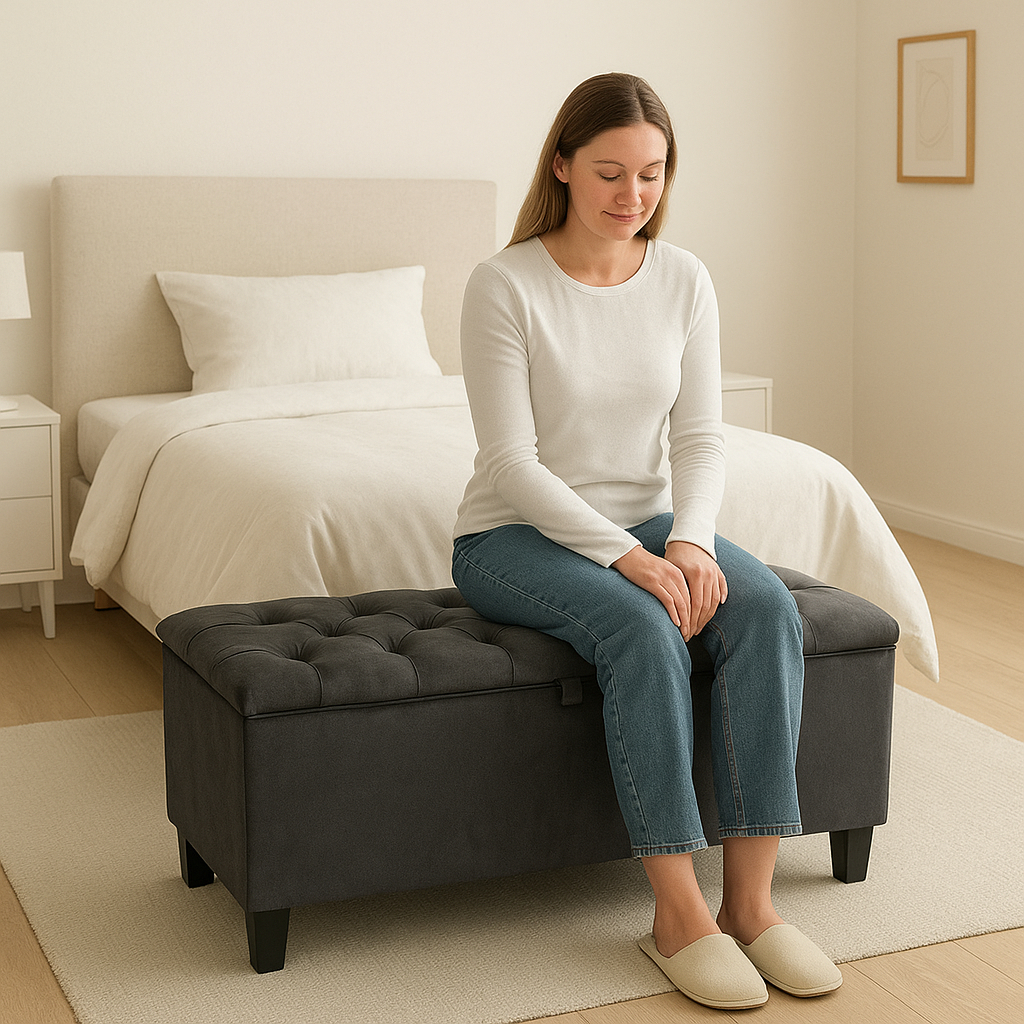 Recamier Bau Organizador Solteiro Brinquedos Puff Moderno Decoração Caixa de Armazenamento