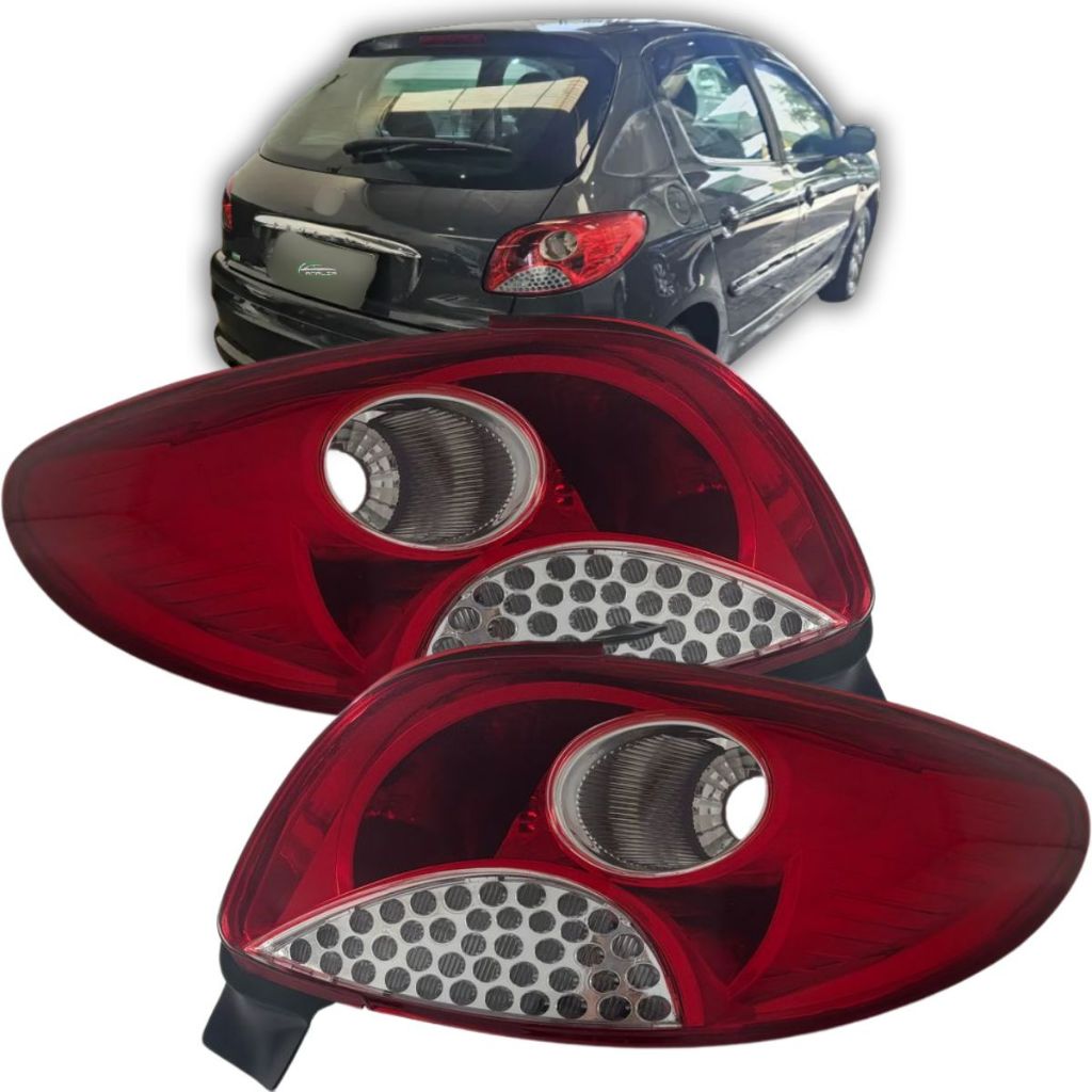 Par Lanterna Traseira Para Peugeot 207 Hatch 2009 2010 2011 2012 2013 à 2014 Colmeia Branca