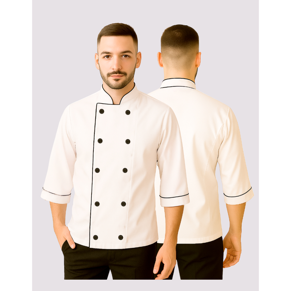 Dolma Masculino Chef Cozinha Em Oxford Manga 3/4  Lui