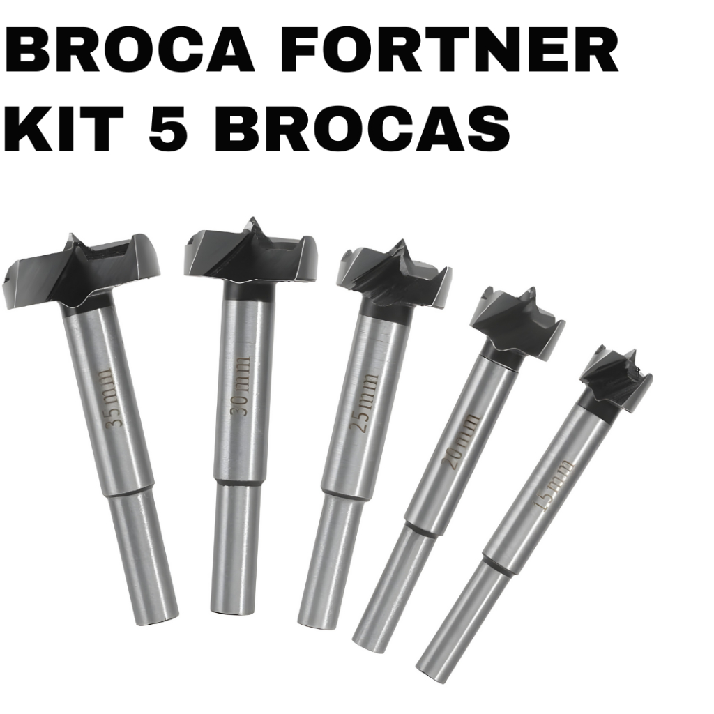Kit 5 Brocas Forstner Para Madeira 15 a 35mm Furos Precisos e Fundo Plano Profissional Qua...