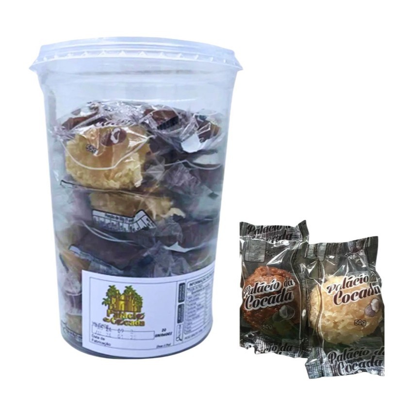 Cocada Cremosa Mista Pote 20 Unidades 1,1kg – Palacio da Cocada Sem Glúten