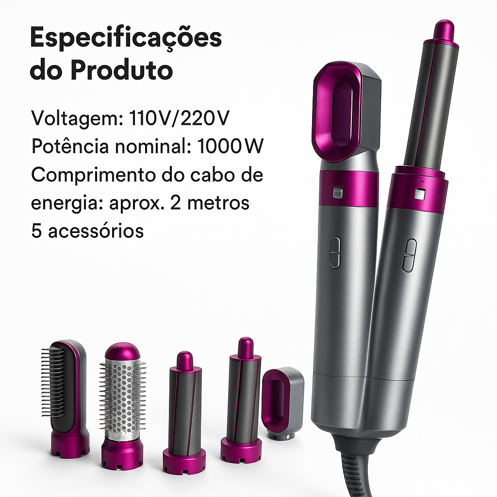 Airwrap Styler 5 em 1 secador de cabelo 110V E 220V escova de ar quente modelador alisador de cabelo escova