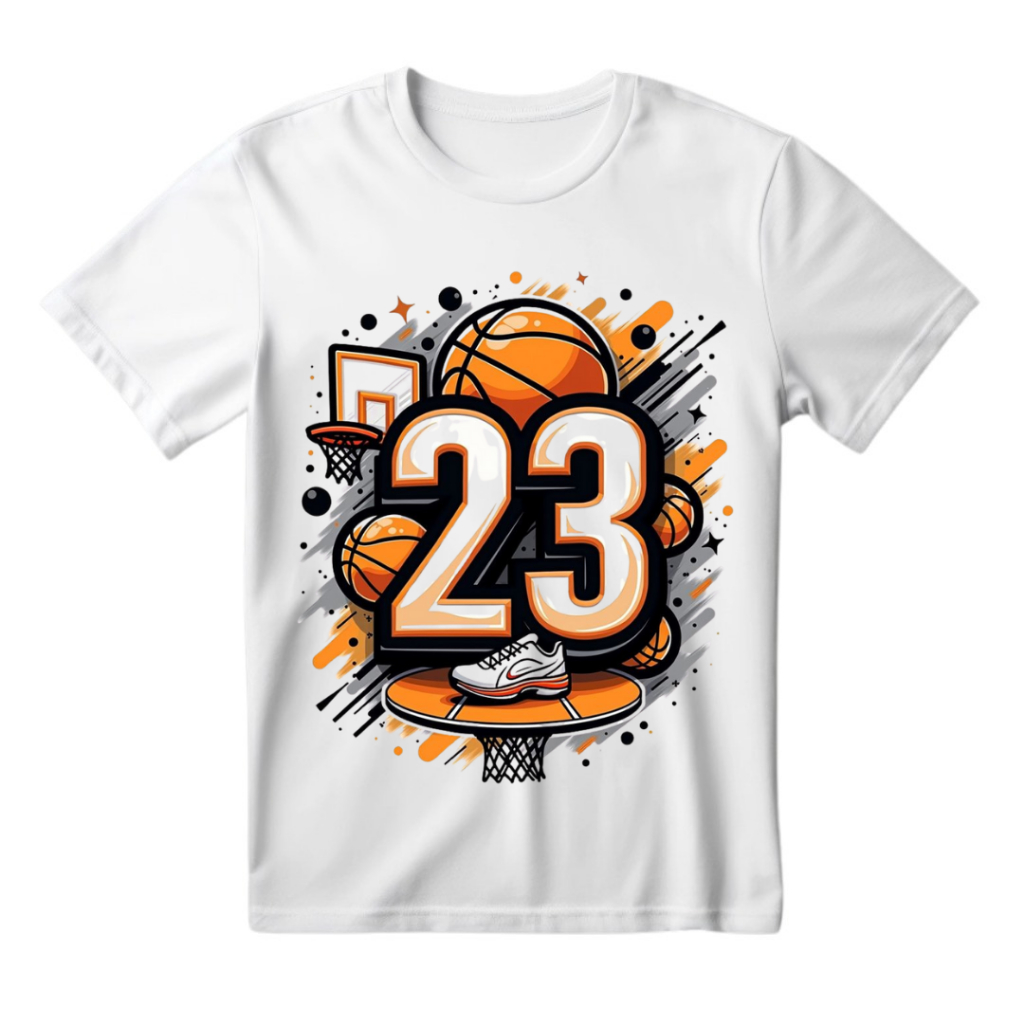 Camisa Unissex Jogo De Basquete 23 Camiseta Estampada Desenho Estiloso 100% Algodão - Envio Imediato