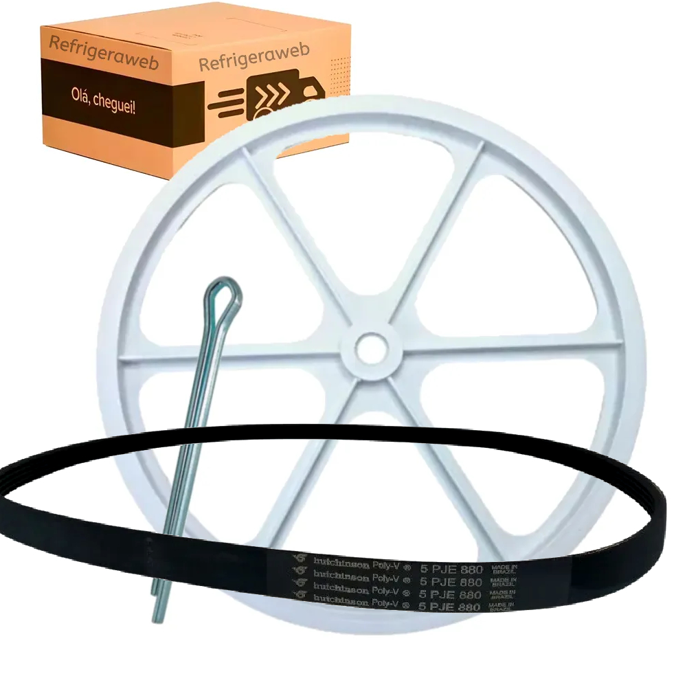 Kit Correia  Lcm 9kg 5 PJE(JMA) 880 - ORIGINAL + Polia Agitador Colormaq Lcm 9/10/13/15kg + Cupillha Grátis -Compativel
