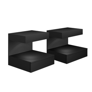 Mesa de cabeceira com 2 unidades criado mudo com 1 gaveta e led para quarto preto ou branco