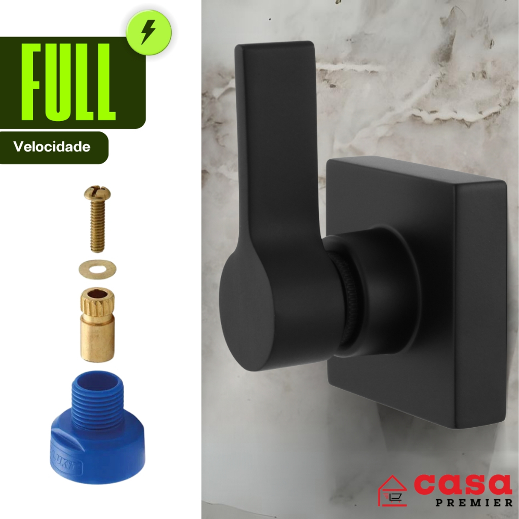 Acabamento Para Registro Pressão Gaveta Metal Deca Preto Fosco + Conversor Adaptador Docol para Deca