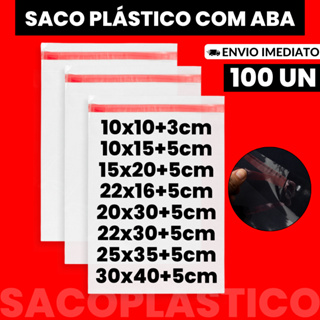 Kit 100un Saco PP Transparente com Aba Adesiva Embalagem Resistente para Loja e E-commerce Papelaria em Oferta na Shopee