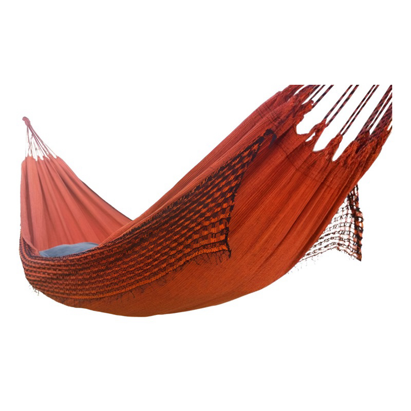 Rede De Dormir Descanso Jeans Mesclado Life Vermelho Com Franja Gigante 3,9M