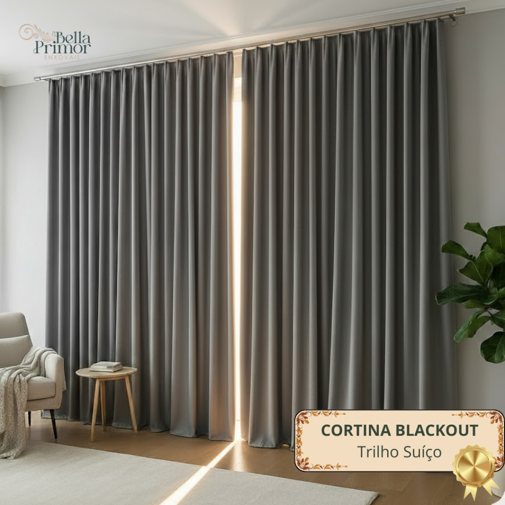 Cortina Blackout Premium 6 metros Modelo para Trilho Suiço - Corta Luz