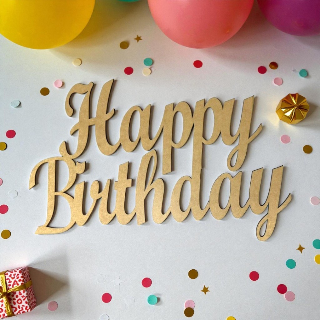 Palavra Decorativa Painel Happy Birthday e Oh Baby Letreiro Mdf 45x30cm Decoração De Ambiente Acompanha Fita Dupla Face em Oferta na Shopee